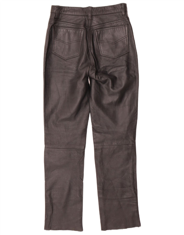 VINTAGE Womens Slim Leather Trousers W28 L30 Black