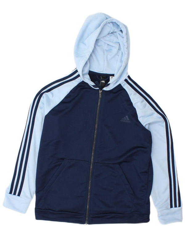 ADIDAS Womens Zip Hoodie Sweater UK 20/22 XL Navy Blue Colourblock
