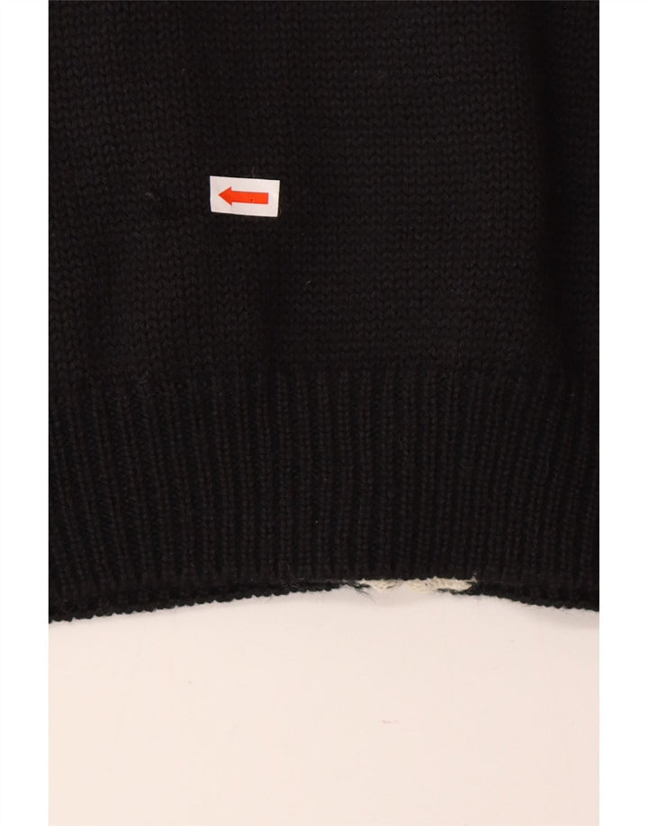 JORG PETERSON Womens Cardigan Sweater EU 42 Large Black Floral Wool