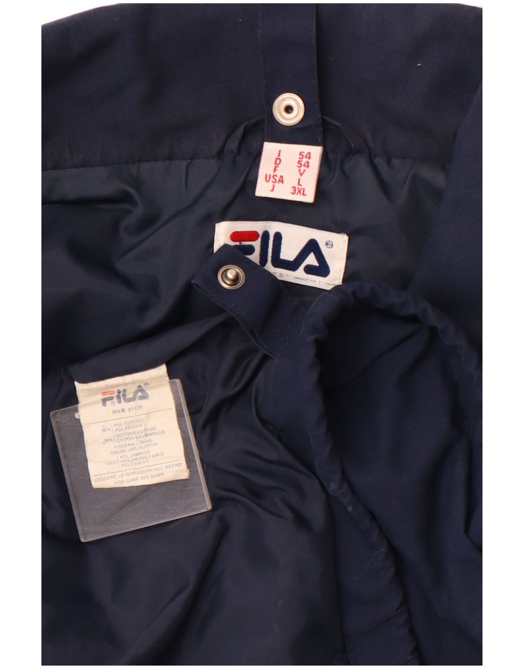 FILA Mens Rain Jacket UK 40 Large Navy Blue Polyester