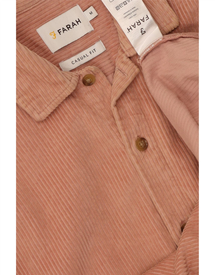 Farah Mens Casual Fit Corduroy Shirt Medium Pink Cotton