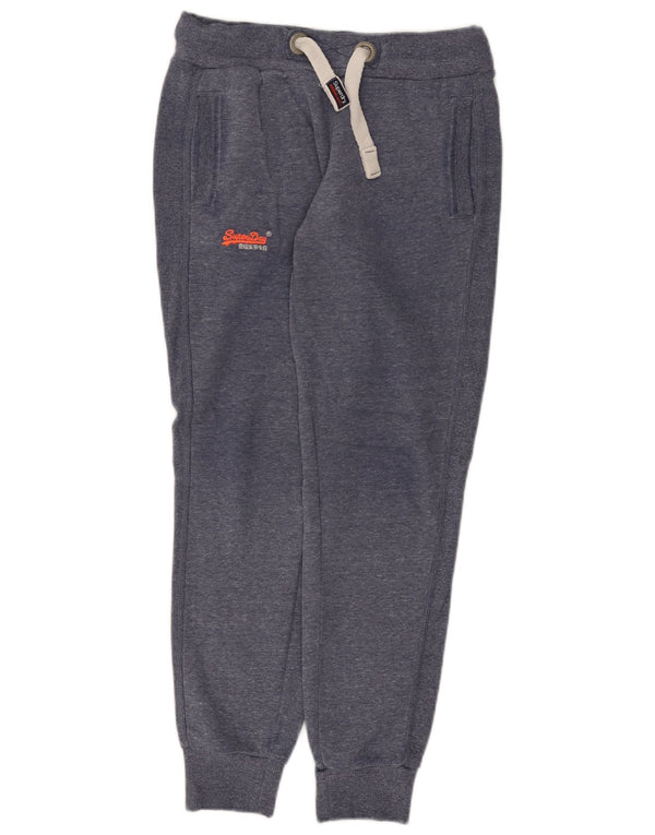 Superdry Mens Slim Fit Tracksuit Trousers Joggers Small Blue Flecked