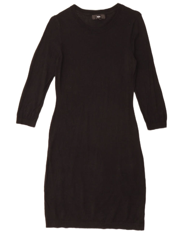 MOSSIMO Womens 3/4 Sleeve Jumper Dress UK 10 Small Black Cotton