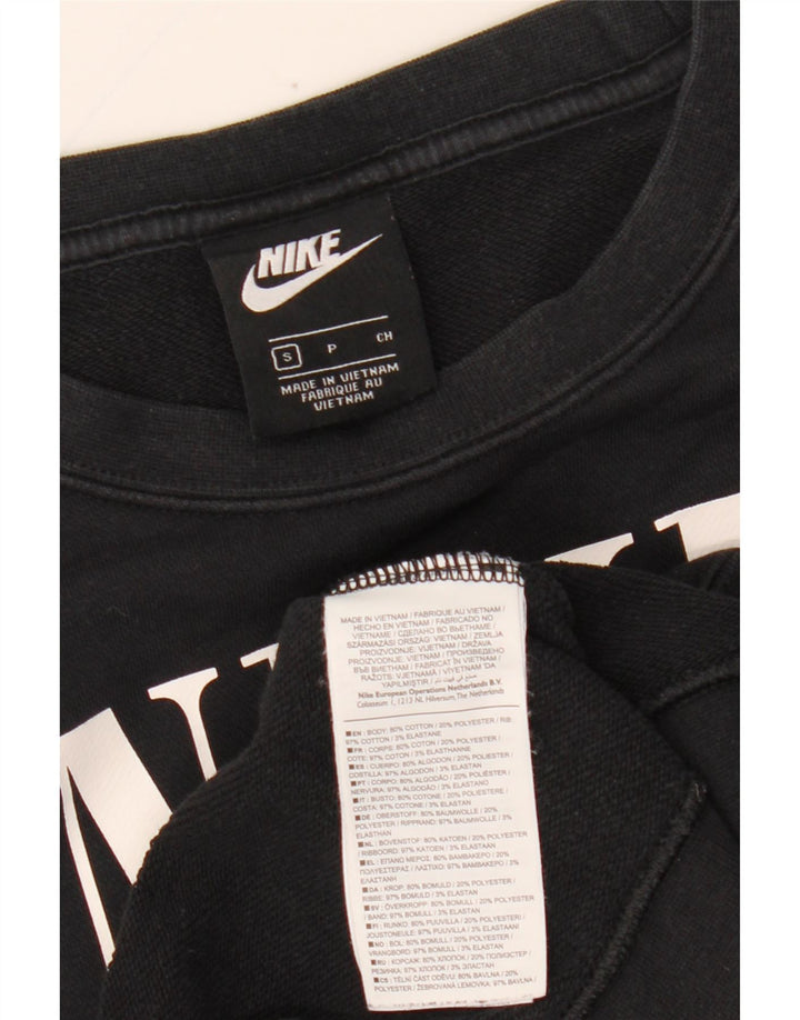 NIKE Womens Oversized Sweatshirt Jumper UK 10 Small Black Colourblock