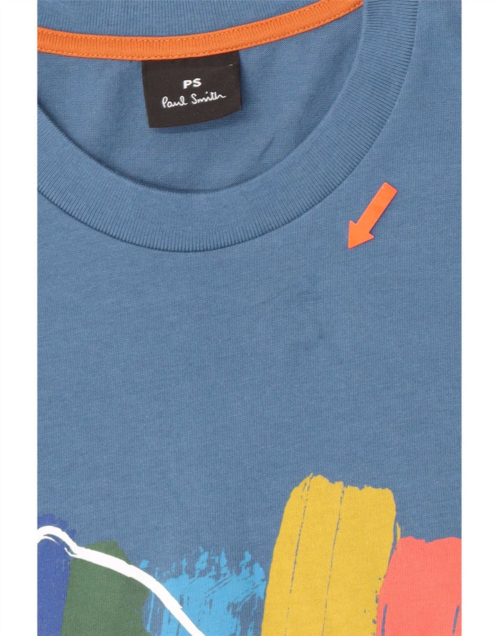 Paul Smith Mens Graphic T-Shirt Top Large Blue Cotton
