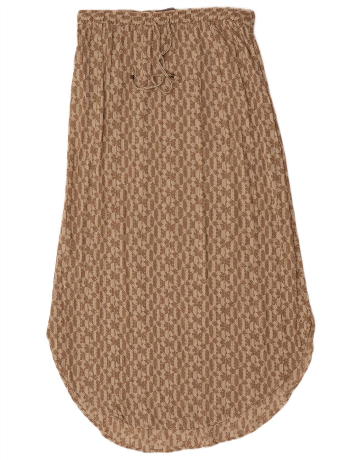 Eddie Bauer Womens Maxi Skirt UK 14 Medium W30 Beige Geometric Rayon