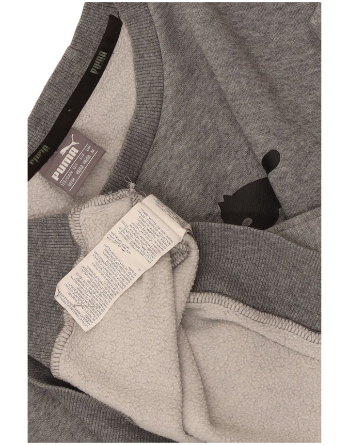 Puma Mens Graphic Sweatshirt Jumper Medium Grey Flecked Cotton