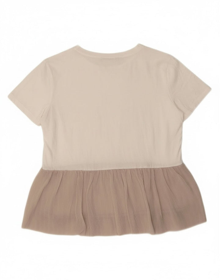 ZARA Womens Blouse Top UK 14 Medium White Colourblock
