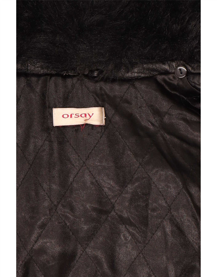 Orsay Womens Leather Coat UK 10 Small Black