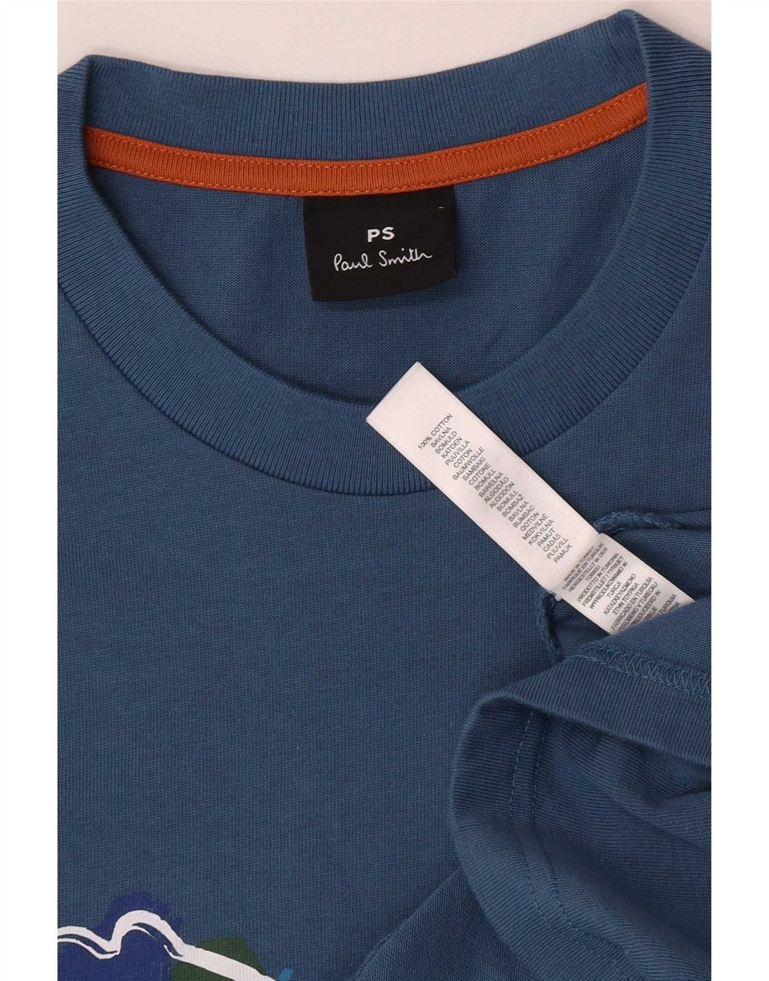 Paul Smith Mens Graphic T-Shirt Top Large Blue Cotton