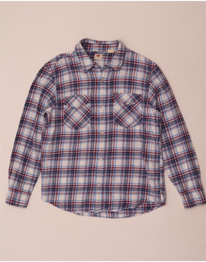 Levi's Mens Flannel Shirt Medium Blue Check Cotton