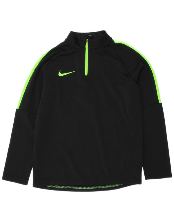 Nike Boys Dri Fit Pullover Tracksuit Top 8-9 Years Small Black Colourblock