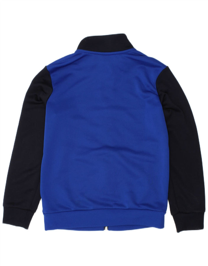 ADIDAS Boys Graphic Tracksuit Top Jacket 7-8 Years Blue Colourblock