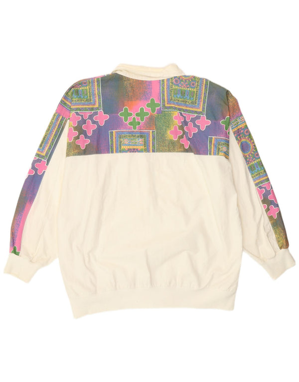 Vintage Mens Abstract Pattern Tracksuit Top Jacket EU 44/46 Small White