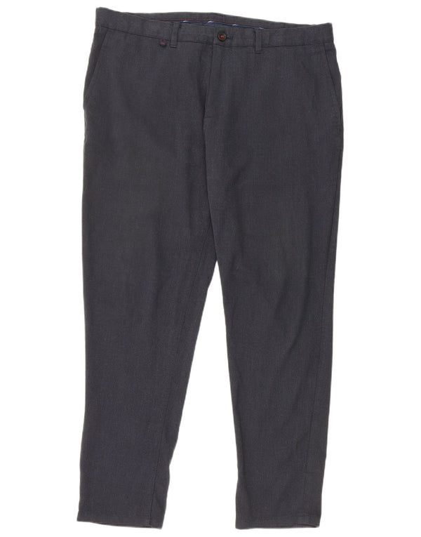 Zara Mens Slim Chino Trousers EU 44 Large W34 L28 Navy Blue