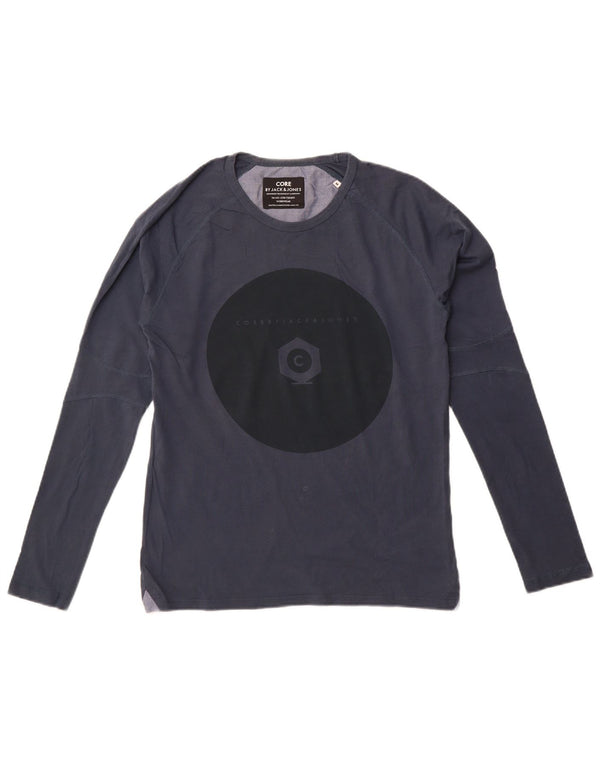 Jack & Jones Mens Graphic Top Long Sleeve Medium Navy Blue