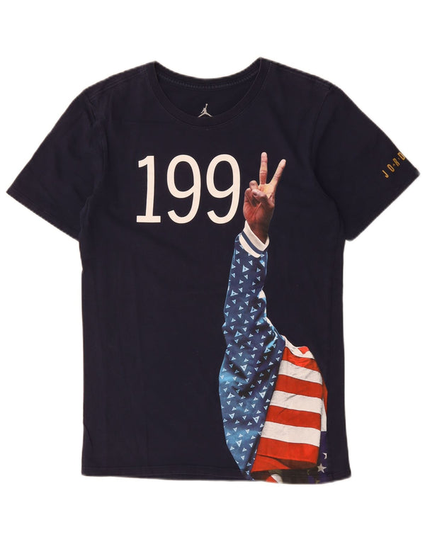 JORDAN Mens Graphic T-Shirt Top Small Navy Blue Cotton