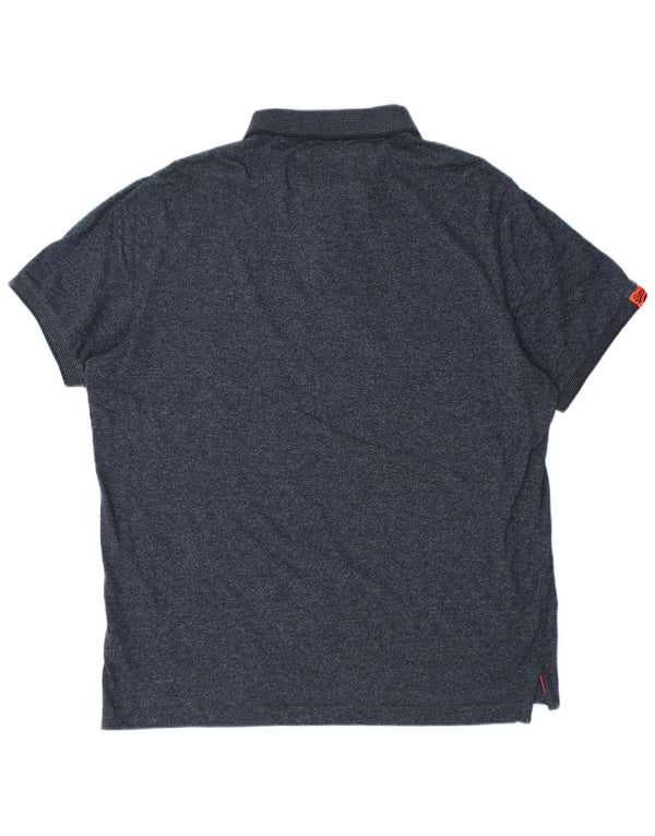 Superdry Mens Polo Shirt 3XL Navy Blue Flecked Cotton