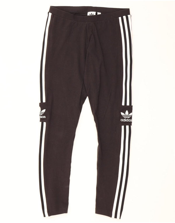 Adidas Womens Graphic Leggings UK 12 Medium Black Cotton