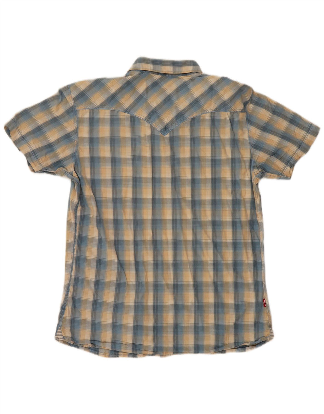 LEVI'S Mens Short Sleeve Shirt Medium Blue Check Cotton