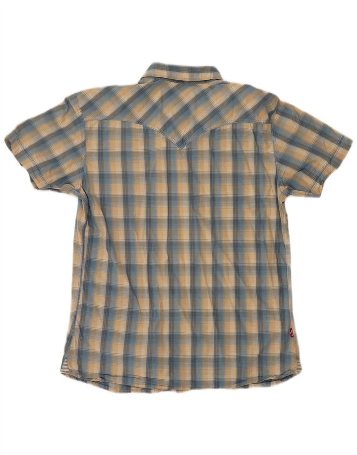 LEVI'S Mens Short Sleeve Shirt Medium Blue Check Cotton