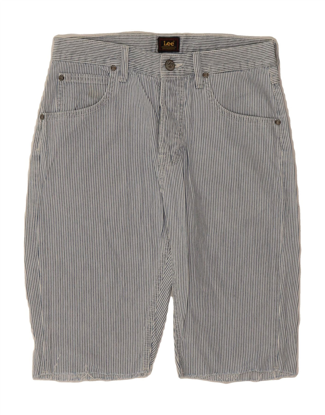 LEE Mens Denim Shorts W28 Medium  Blue Pinstripe Cotton Vintage Lee and Second-Hand Lee from Messina Hembry 