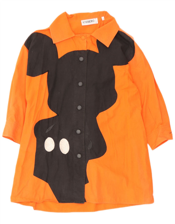 Iceberg Womens Oversized Graphic Shirt Blouse IT 40 Small Orange