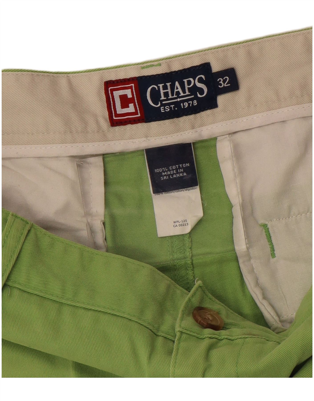 CHAPS Mens Chino Shorts W32 Medium Green Cotton
