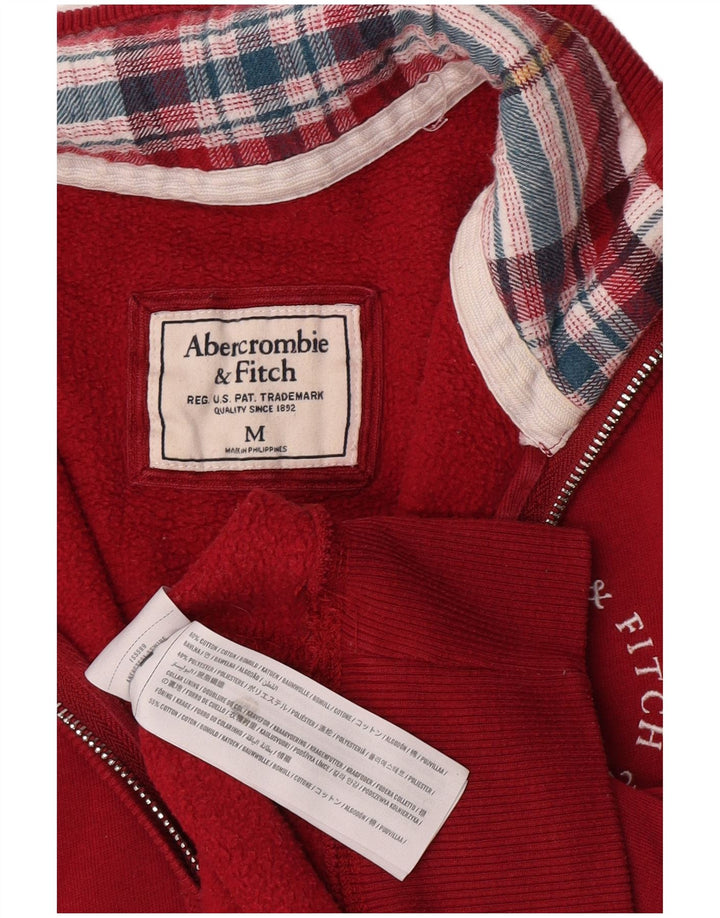Abercrombie & Fitch Womens Zip Neck Sweatshirt Jumper UK 12 Medium Red
