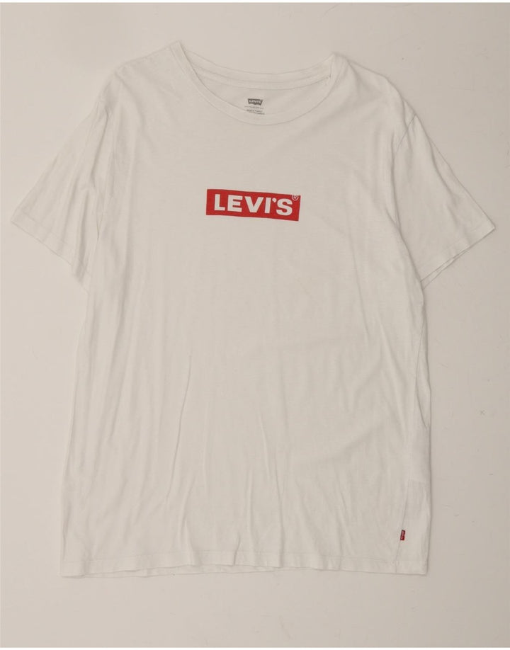 LEVI'S Mens Graphic T-Shirt Top Large White Cotton Vintage Levi's and Second-Hand Levi's from Messina Hembry 