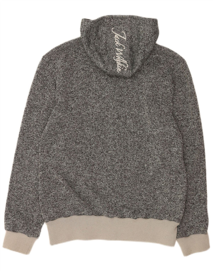 Jack Wolfskin Mens Graphic Zip Hoodie Sweater Large Grey Flecked Polyester