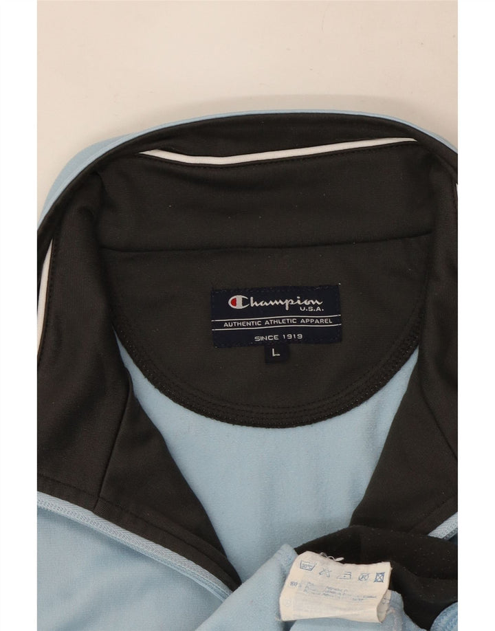 Champion Womens Tracksuit Top Jacket UK 16 Large Blue Colourblock Polyester