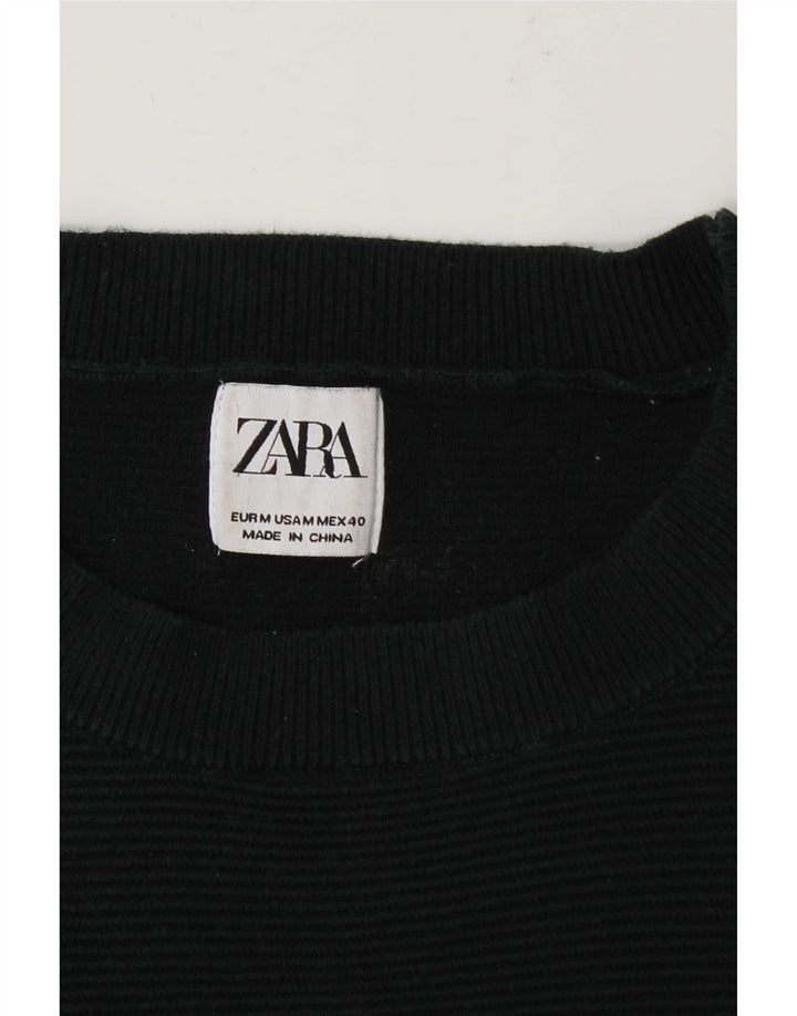 Zara Mens Crew Neck Jumper Sweater Medium Green