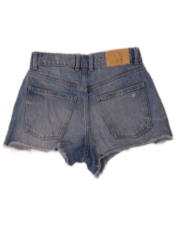 Zara Girls Distressed Denim Shorts 13-14 Years W24 Blue Cotton