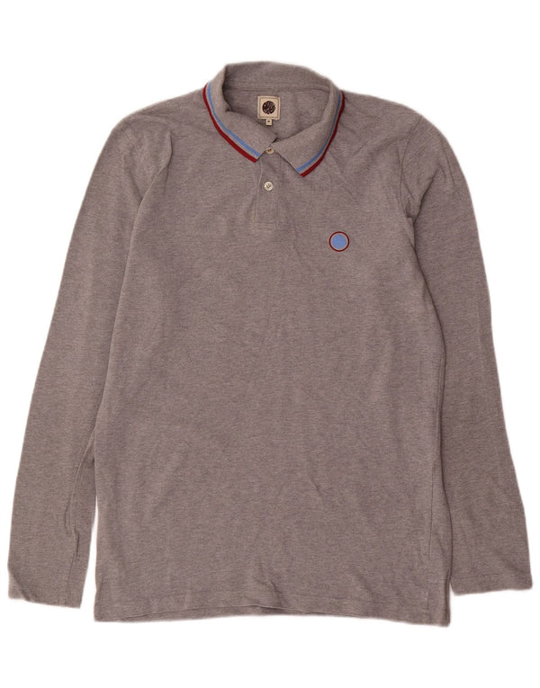 Pretty Green Mens Long Sleeve Polo Shirt Medium Grey Cotton