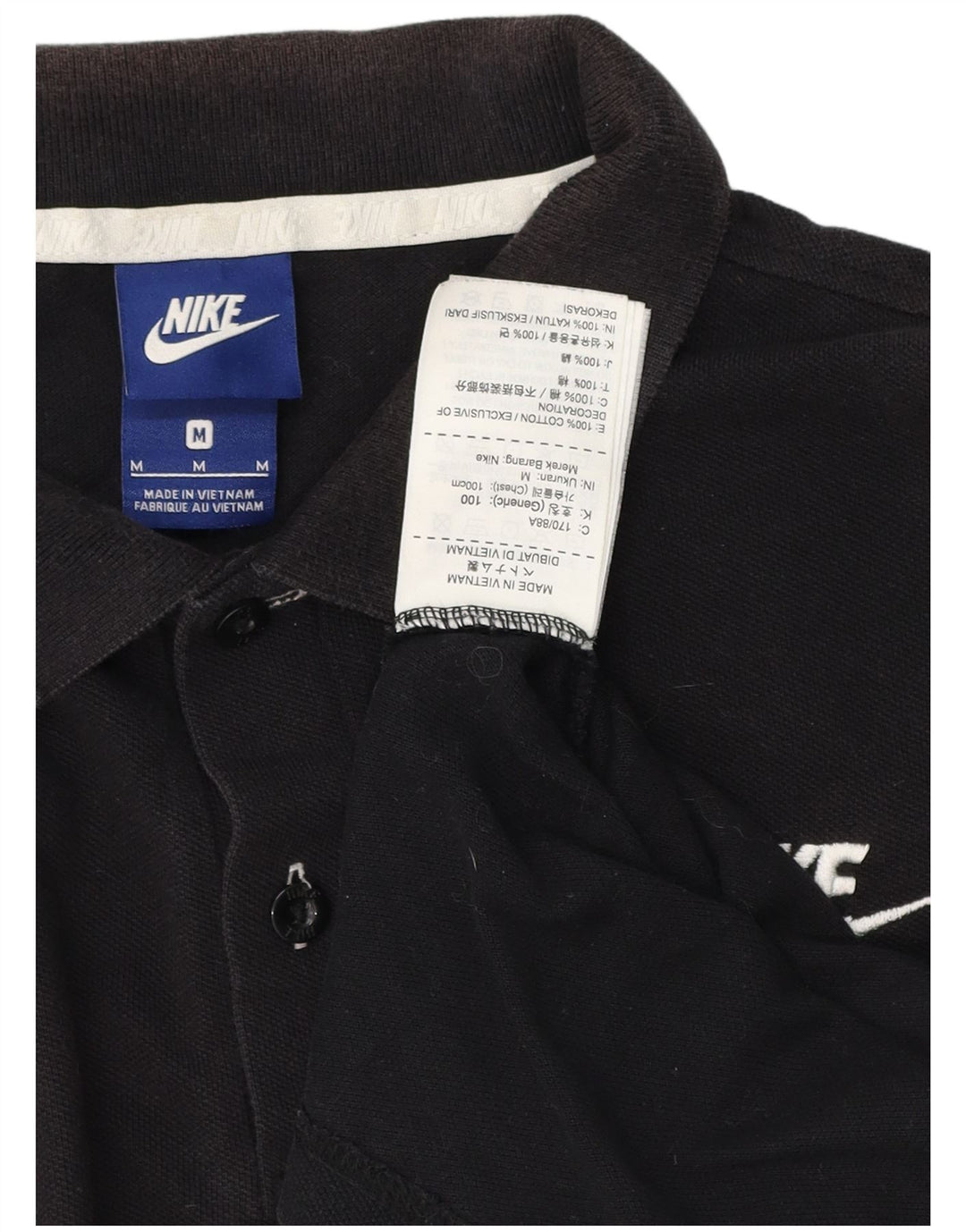 NIKE Mens Polo Shirt Medium Black Cotton