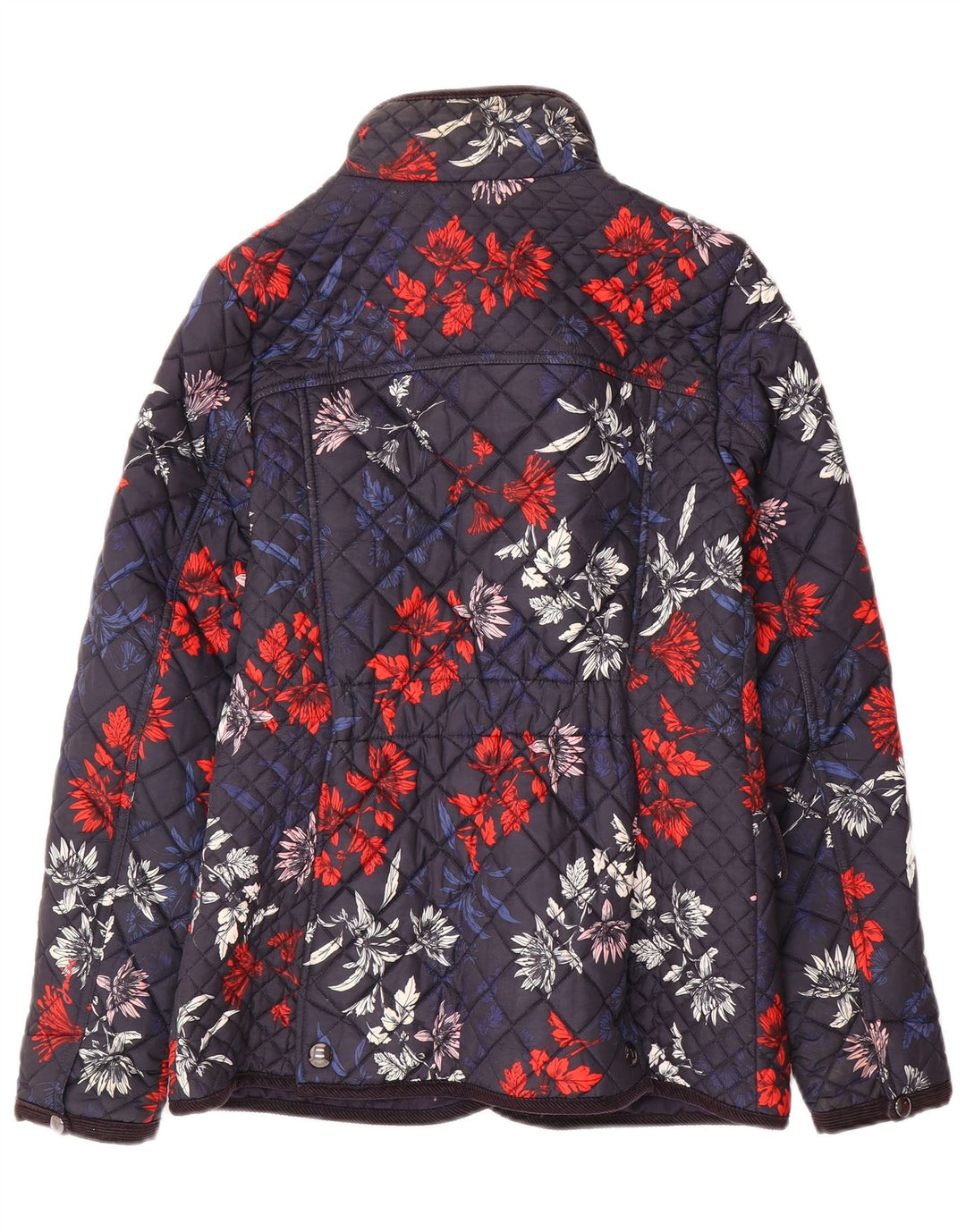 Joules Womens Quilted Jacket UK 8 Small Navy Blue Floral Polyamide