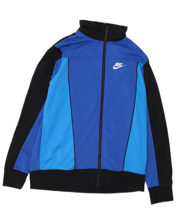 Nike Boys Tracksuit Top Jacket 13-14 Years XL Blue Colourblock Polyester
