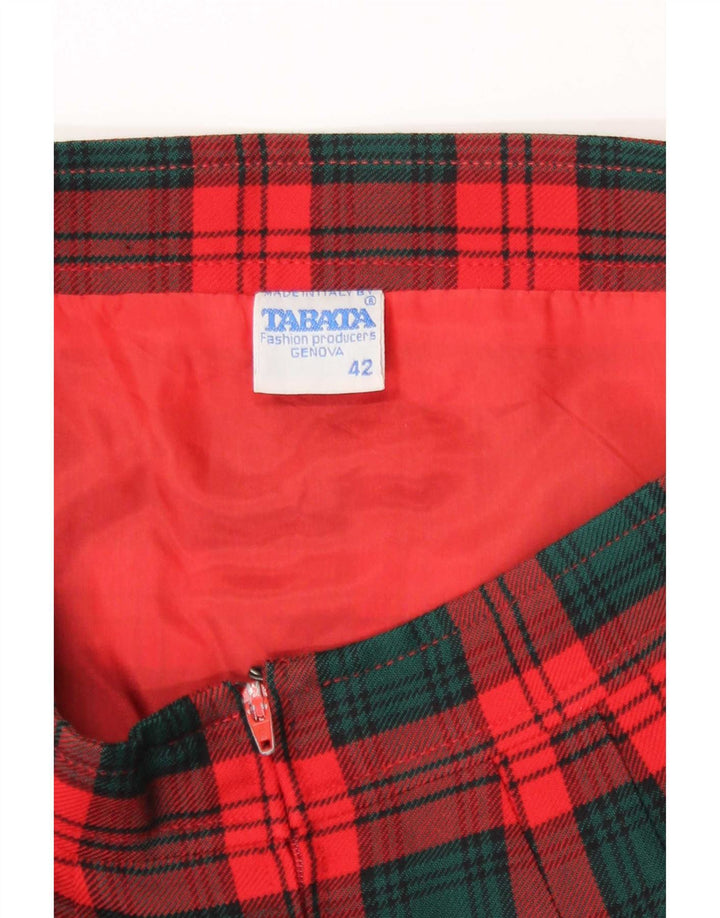Vintage Womens Pencil Skirt IT 42 Medium W27 Red Check Wool