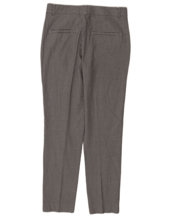 Massimo Dutti Womens Slim Chino Trousers 2XS W24 L26 Navy Blue Houndstooth