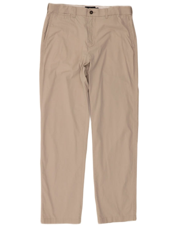 Marks & Spencer Mens Straight Chino Trousers W34 L33 Beige Cotton
