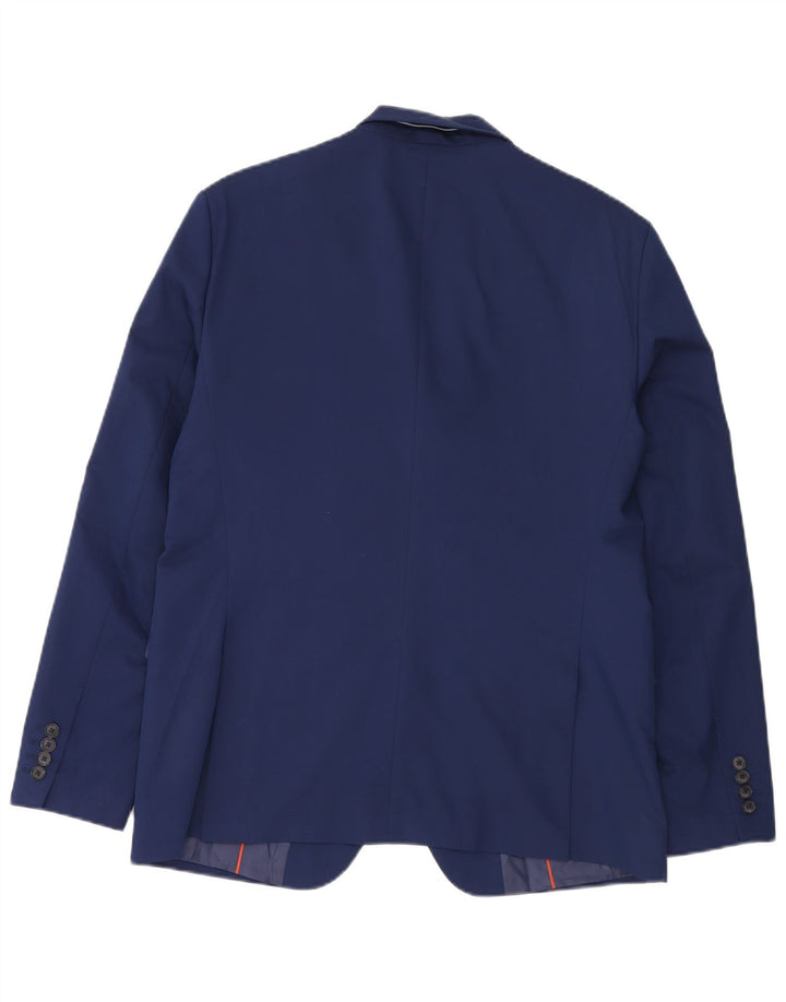Zara Mens 2 Button Blazer Jacket EU 54 XL Blue Viscose