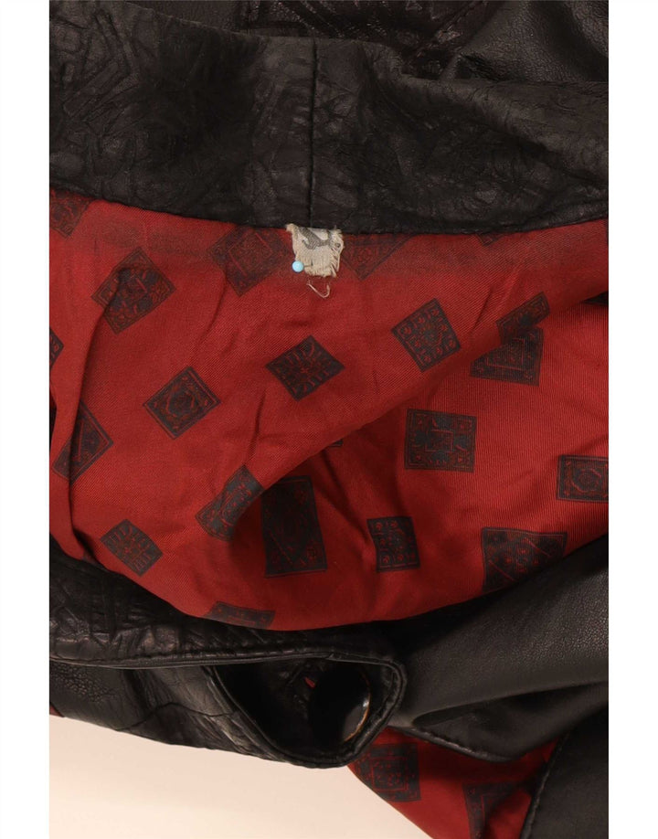 Vintage Womens Oversized Leather Jacket UK 10 Small Black