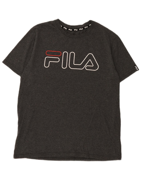 Fila Mens Graphic T-Shirt Top Large Grey Polyester