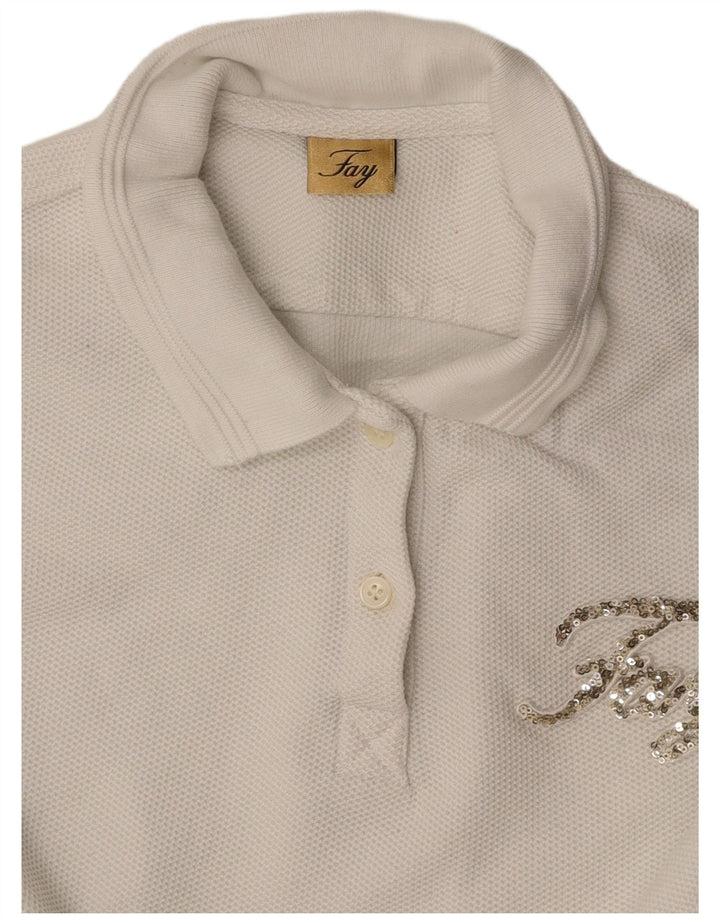 FAY Womens Polo Shirt UK 10 Small White