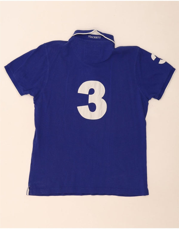 HACKETT Mens Tailored Fit Graphic Polo Shirt XL Blue Cotton