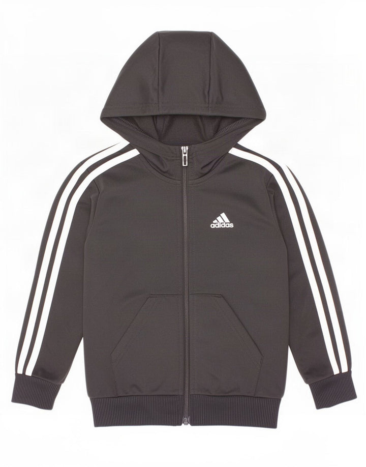 Adidas Boys Zip Hoodie Sweater 4-5 Years Black Polyester