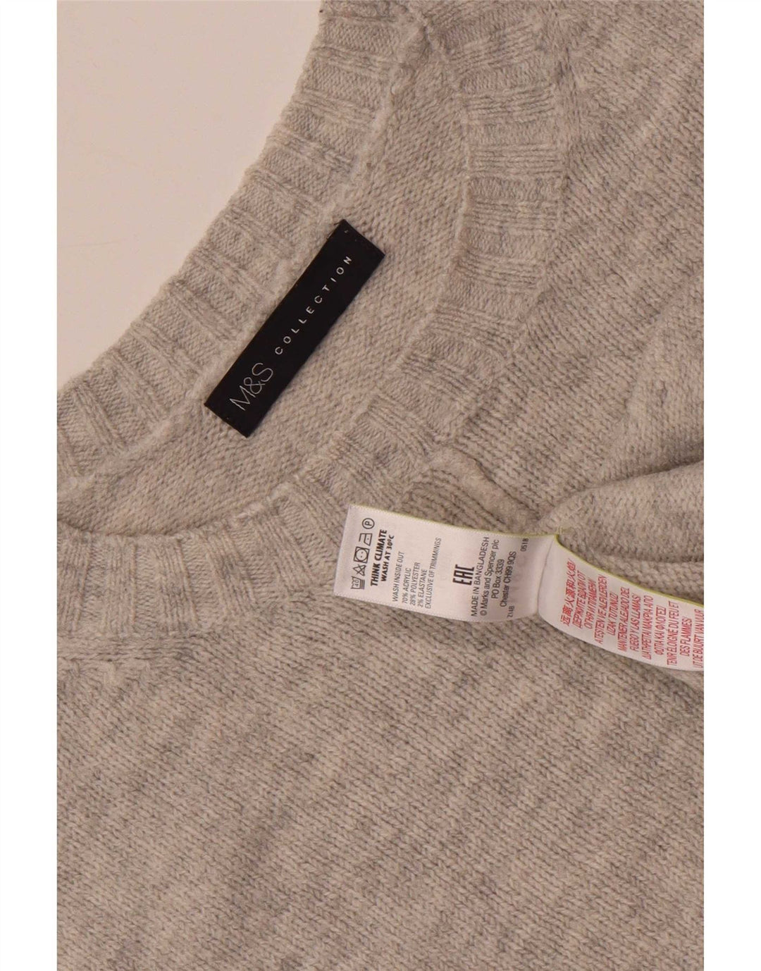 Marks & Spencer Womens Oversized Crew Neck Jumper Sweater UK 16 Large Grey