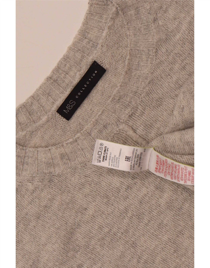 Marks & Spencer Womens Oversized Crew Neck Jumper Sweater UK 16 Large Grey