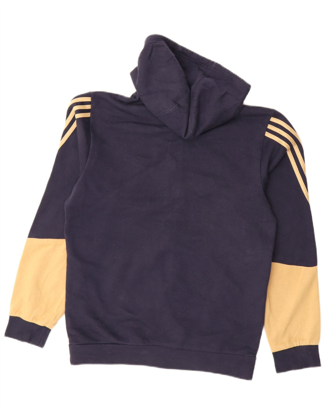 ADIDAS Mens Zip Hoodie Sweater Small Navy Blue Colourblock Cotton
